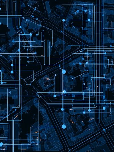 Neon Circuit Grid Abstract Poster. poster