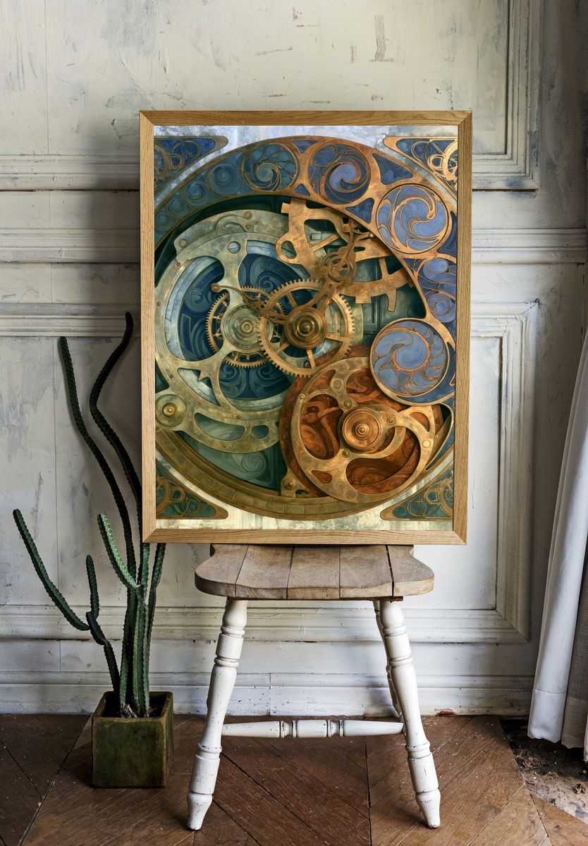 Steampunk Gears Abstract Poster. room preview