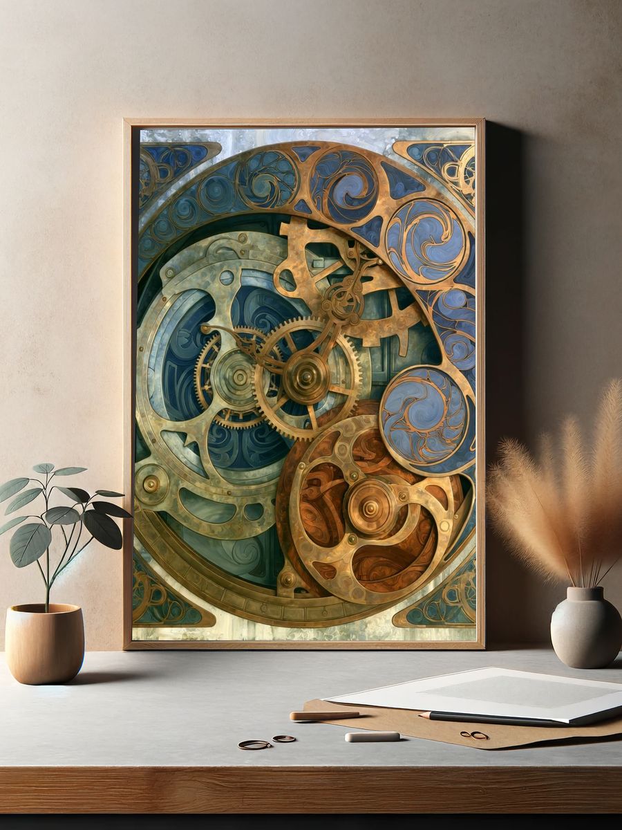 Steampunk Gears Abstract Poster. — room view 2