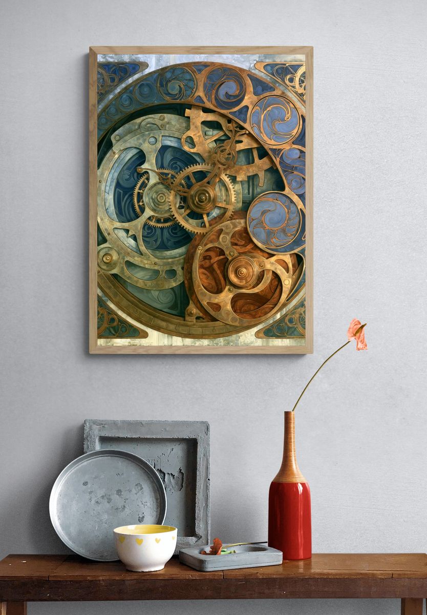 Steampunk Gears Abstract Poster. — room view 3
