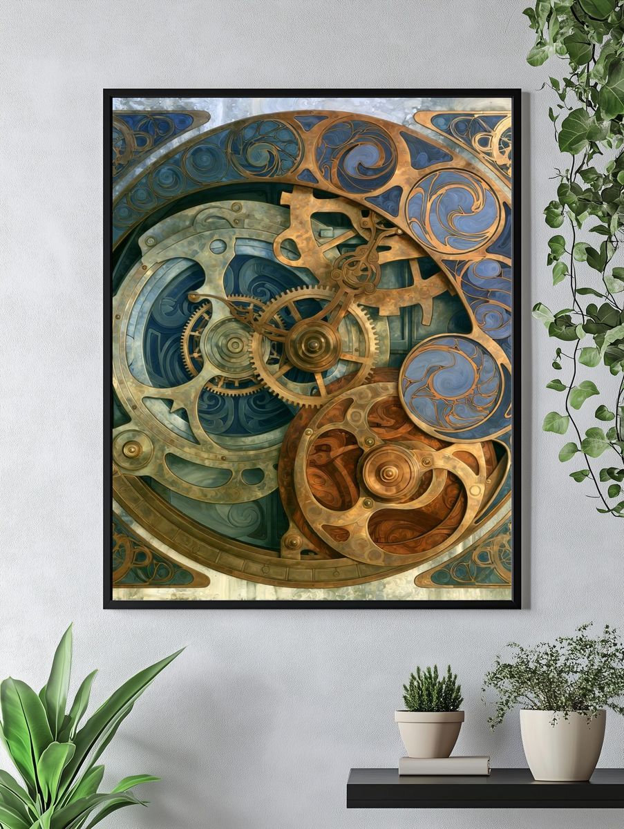 Steampunk Gears Abstract Poster. — room view 4