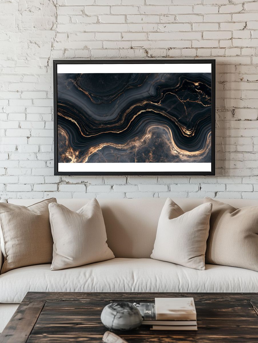 Obsidian Marble Abstract Poster. room preview