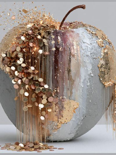 Golden Coin Apple Abstract Print.
