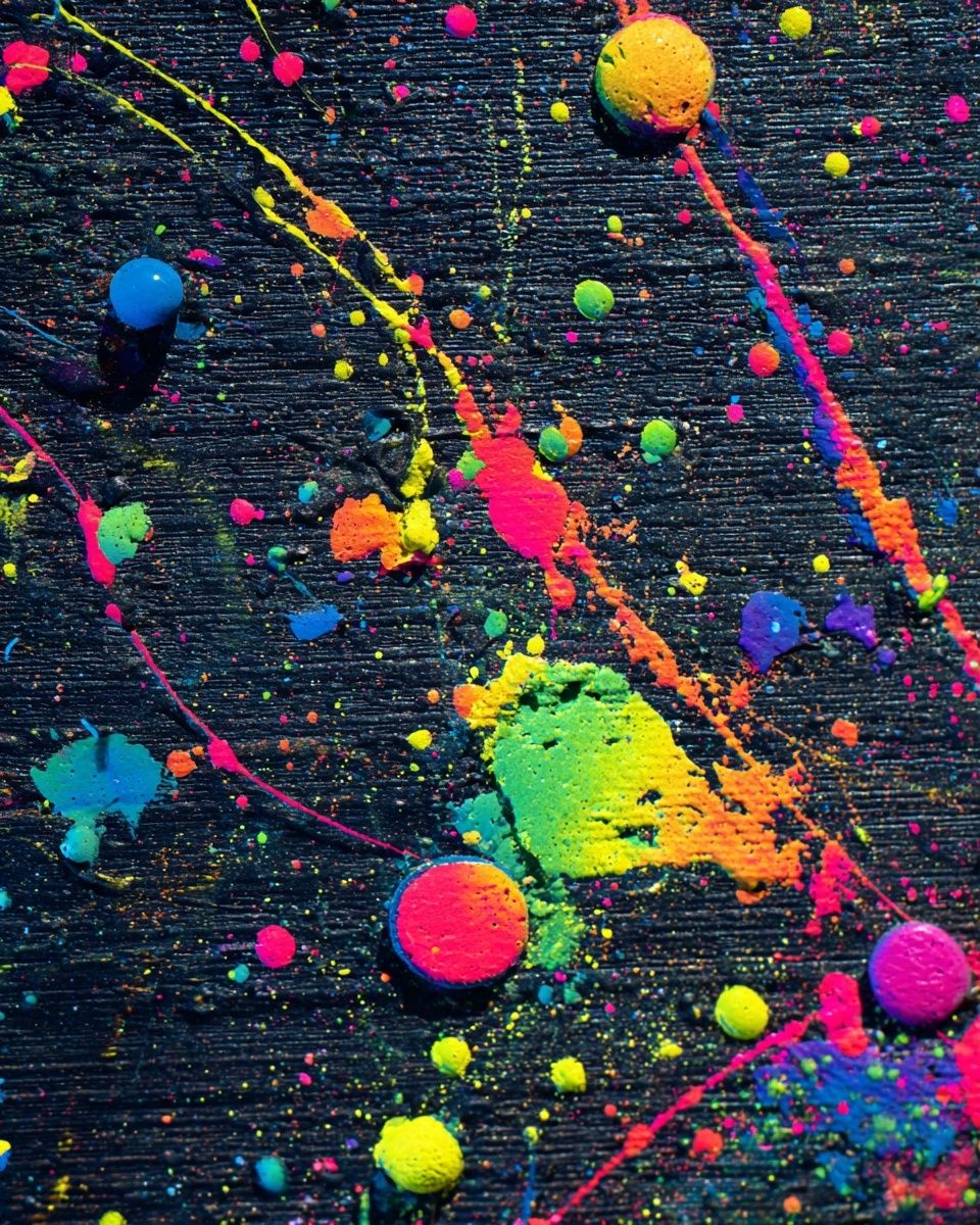 Neon Paint Splatter Abstract Poster. poster — abstract art