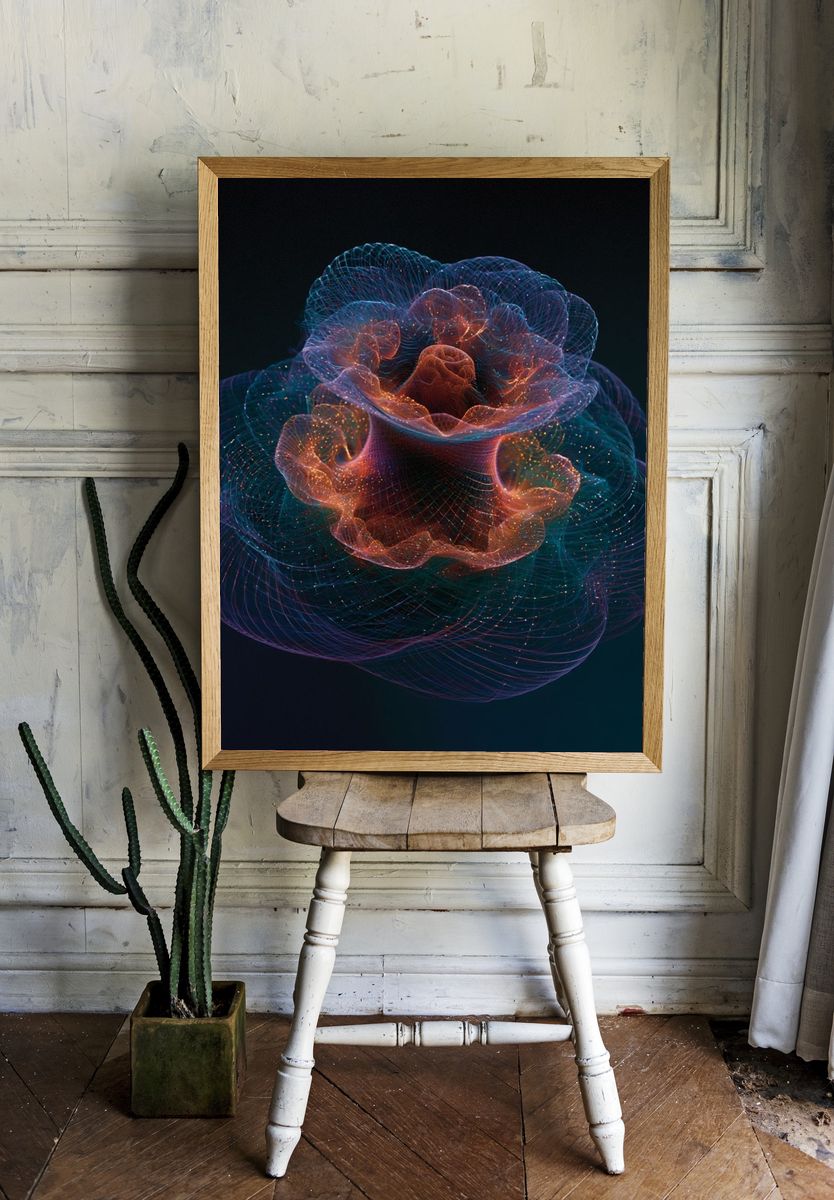 Neon Bloom Abstract Poster. — room view 1