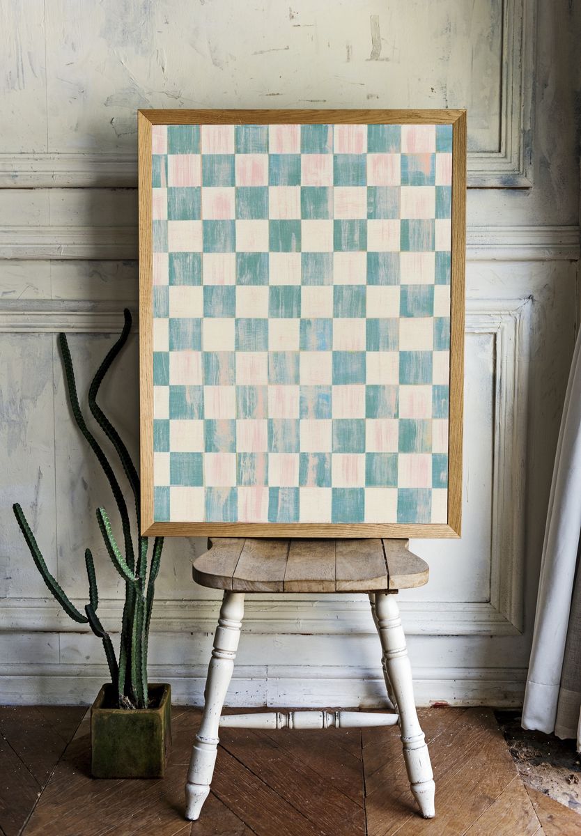 Pastel Checkerboard Abstract Poster. room preview