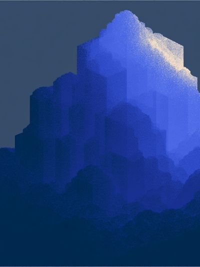 Blue Mountain Silhouette Abstract Poster.