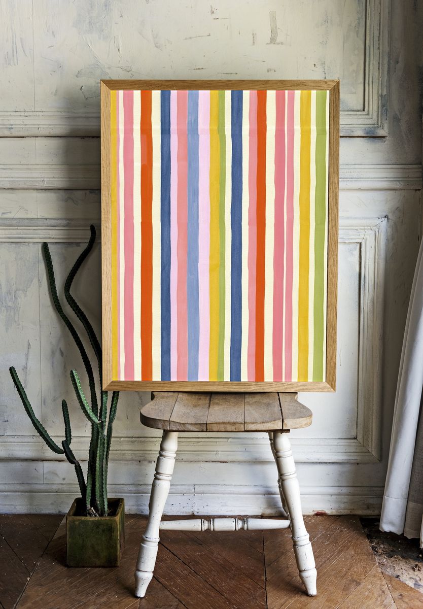 Pastel Stripe Abstract Poster. — room view 1