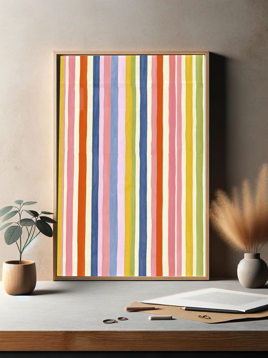 Pastel Stripe Abstract Poster. — room view 2
