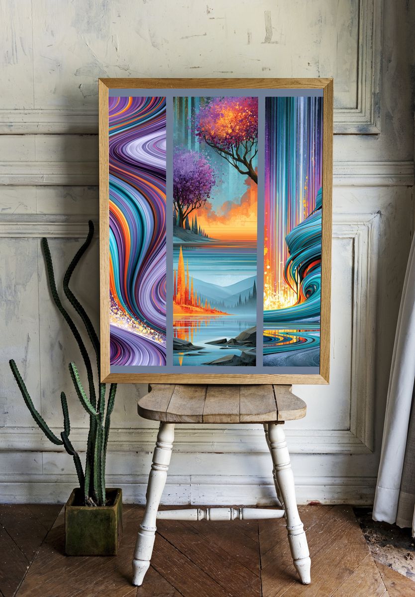 Abstract Color Flow Poster. room preview