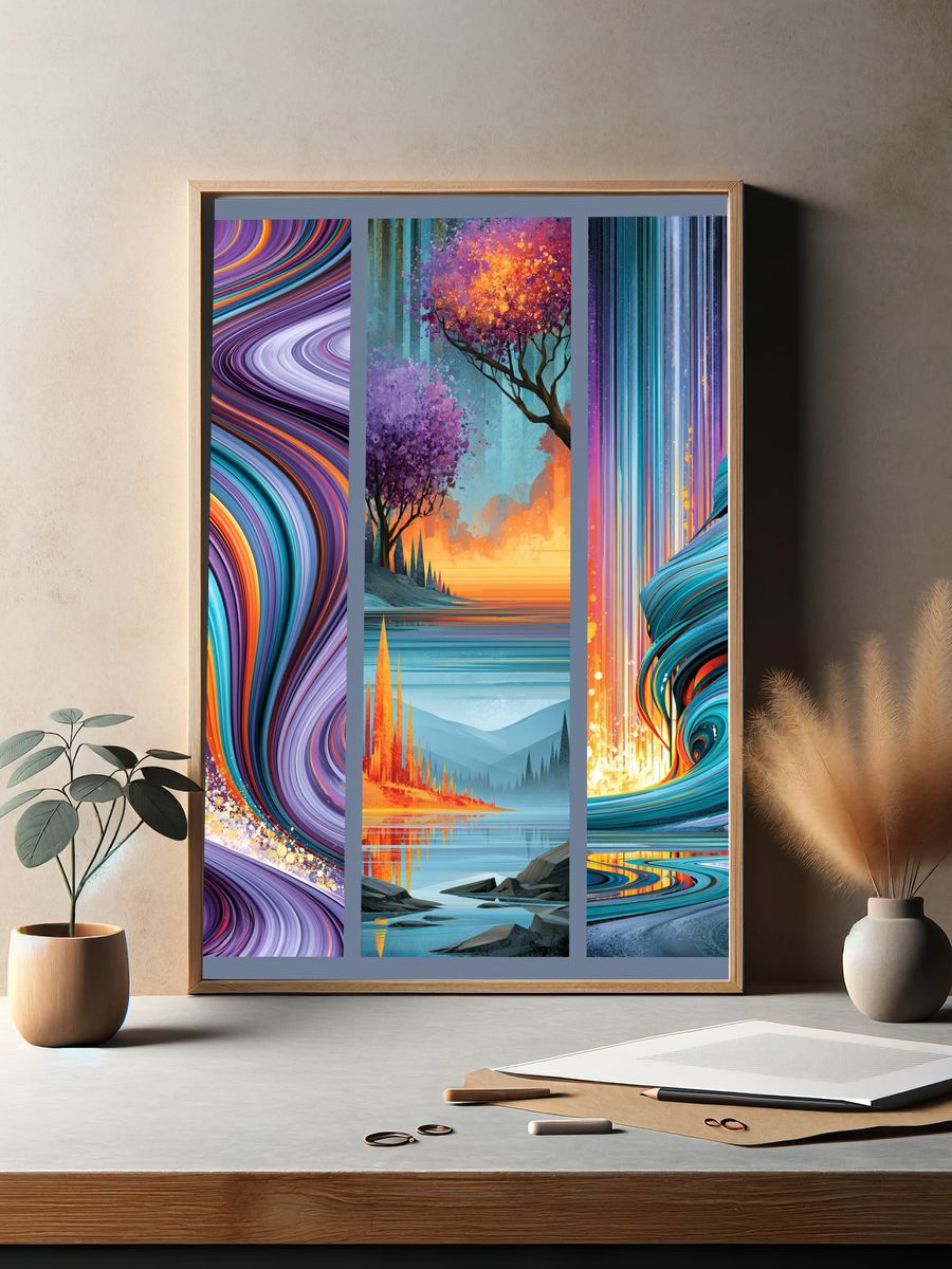 Abstract Color Flow Poster. — room view 2