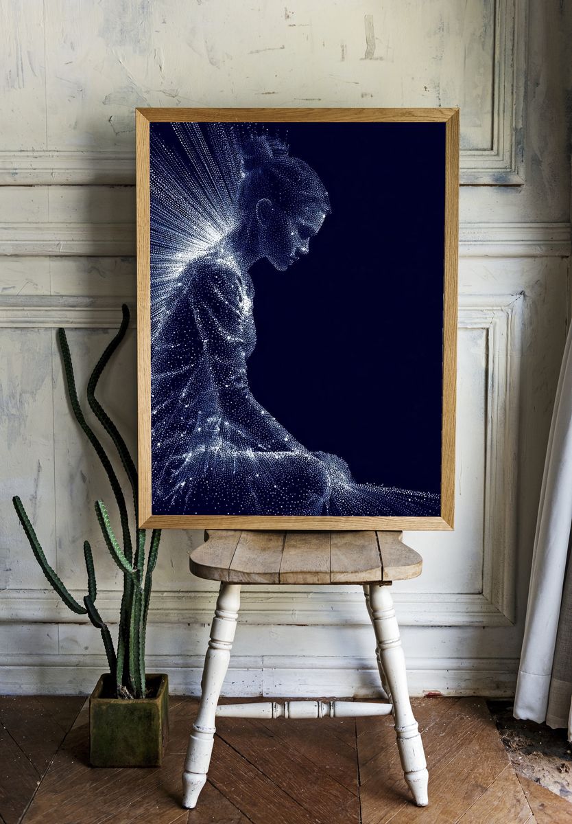 Digital Meditation Silhouette Poster. — room view 1