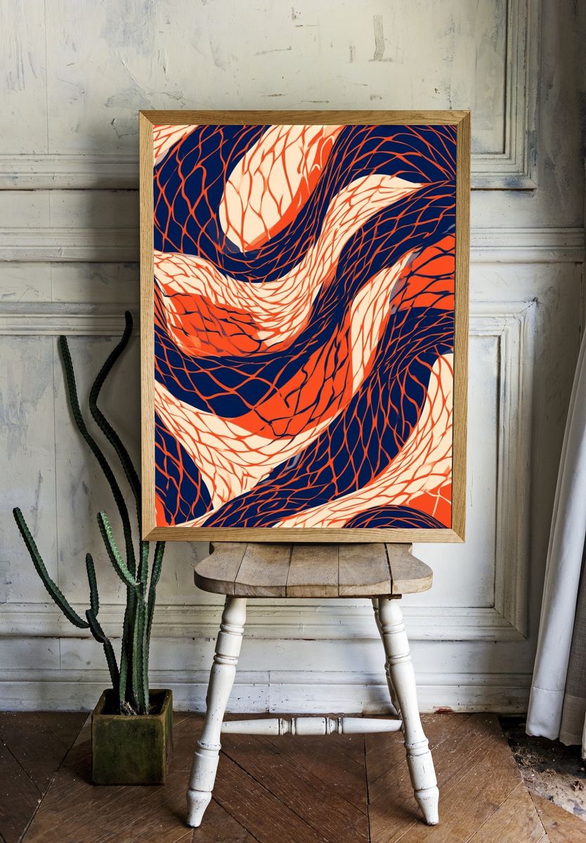 Abstract Wave Mesh Poster. room preview
