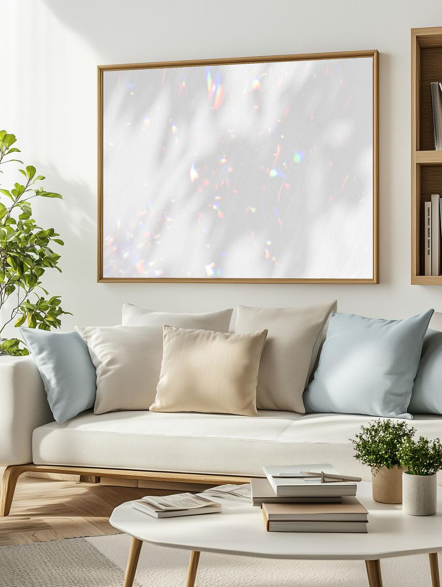 Holographic leaf shadow background illustration. — room view 2