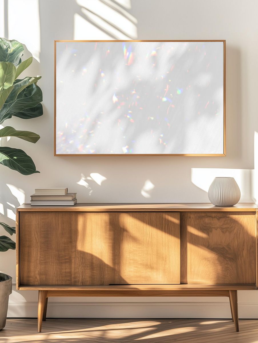 Holographic leaf shadow background illustration. — room view 3