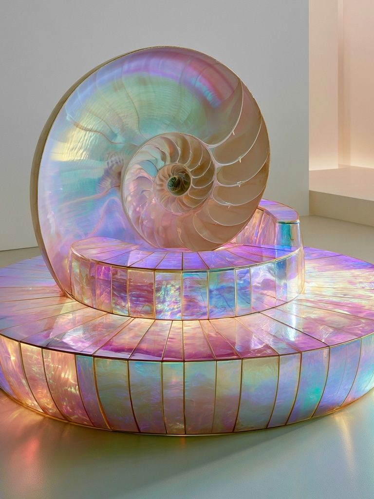 Iridescent Nautilus Sculpture Print. poster detail