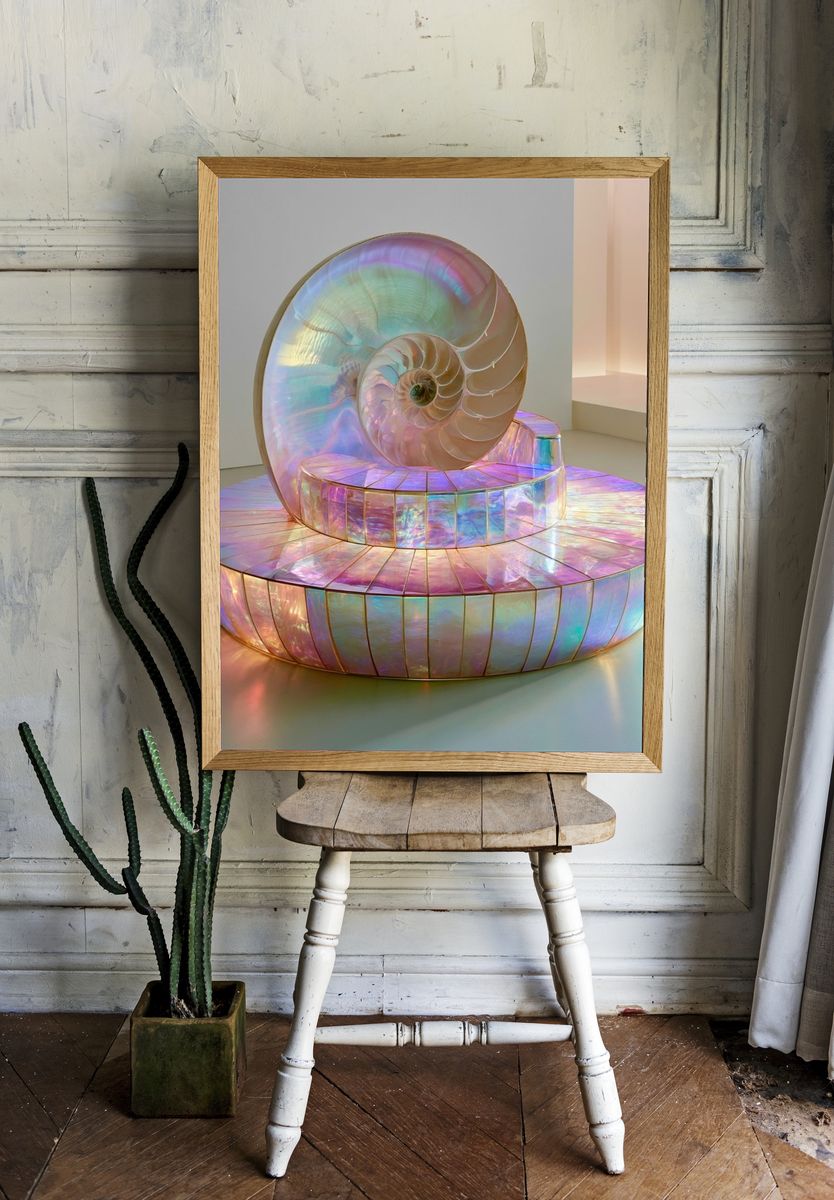 Iridescent Nautilus Sculpture Print. — room view 1