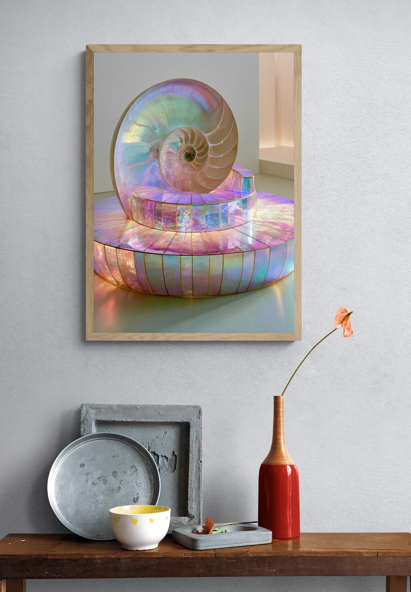 Iridescent Nautilus Sculpture Print. — room view 3