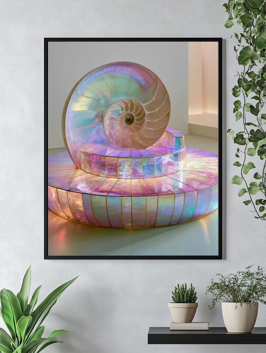 Iridescent Nautilus Sculpture Print. — room view 4