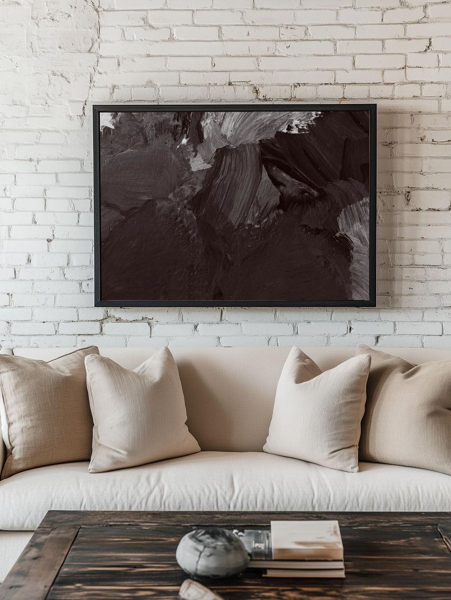 Black oil paint strokes textured room preview