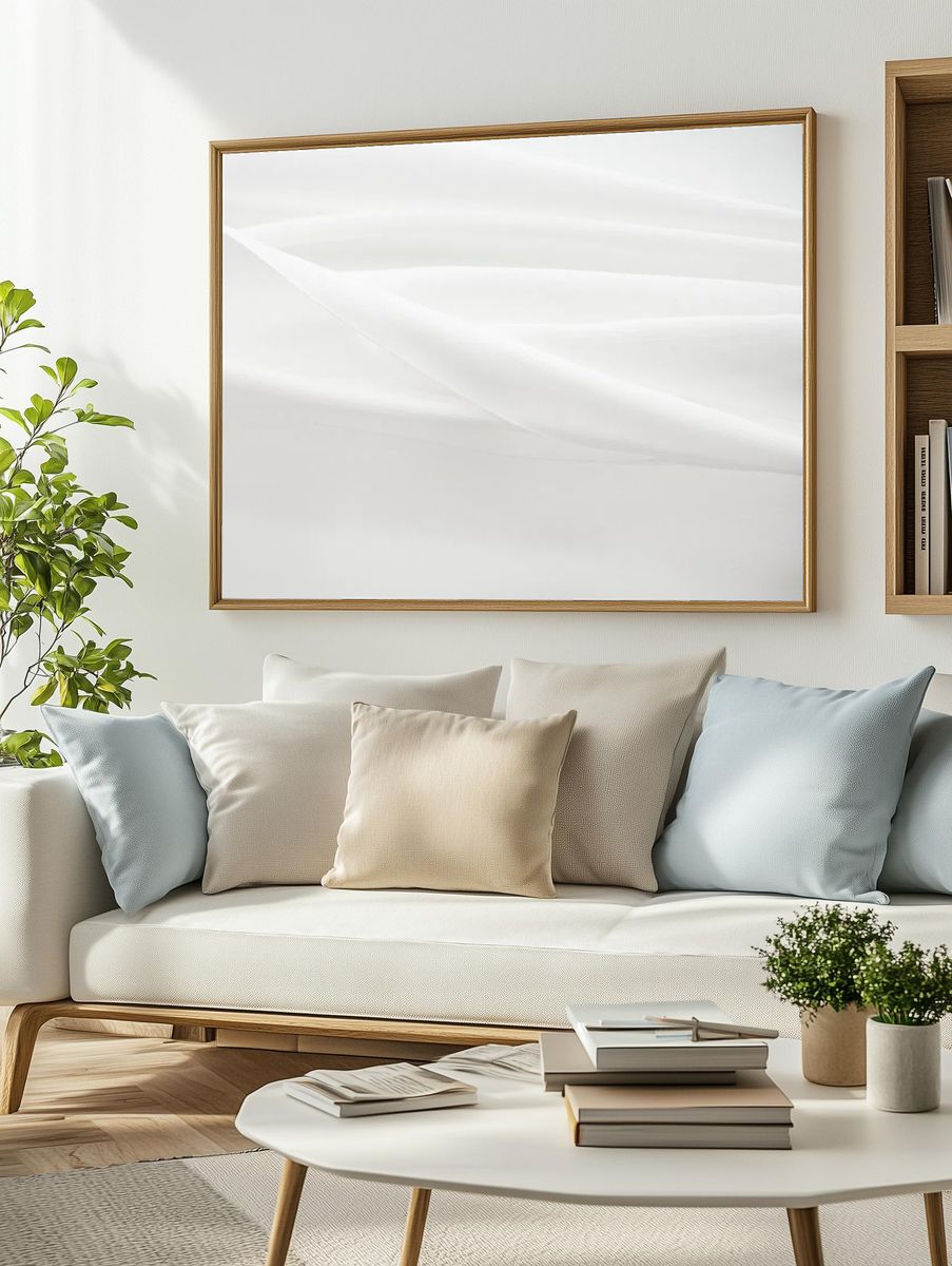 White fabric texture background design. — room view 2