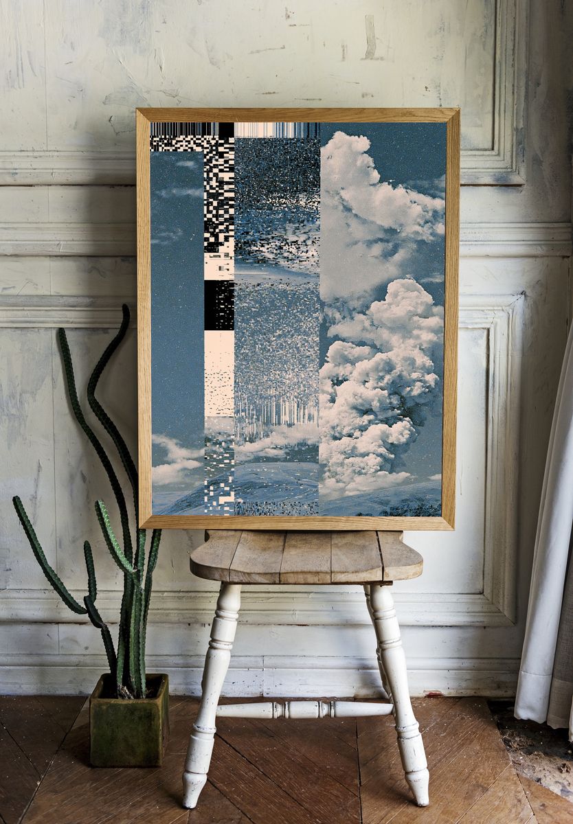 Glitch Cloudscape Abstract Print. — room view 1