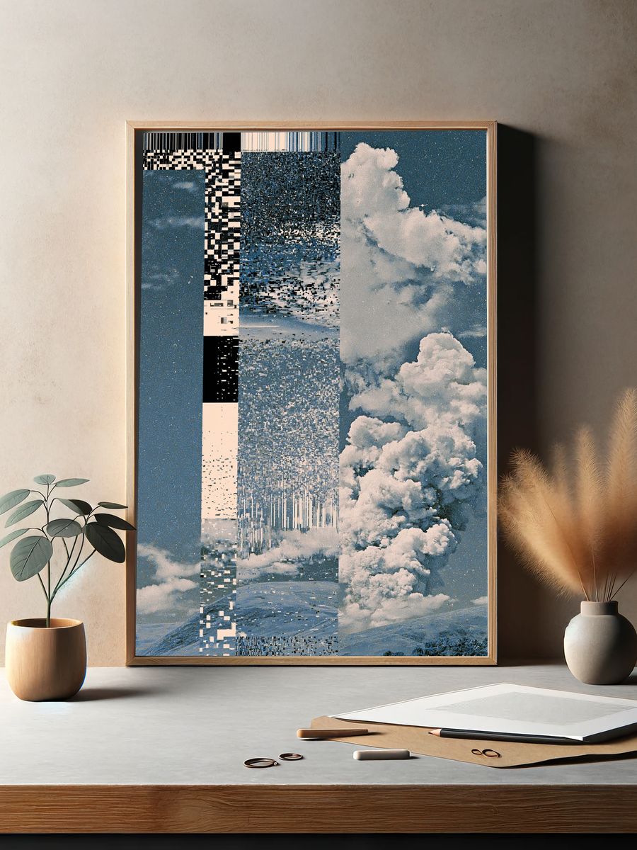 Glitch Cloudscape Abstract Print. — room view 2