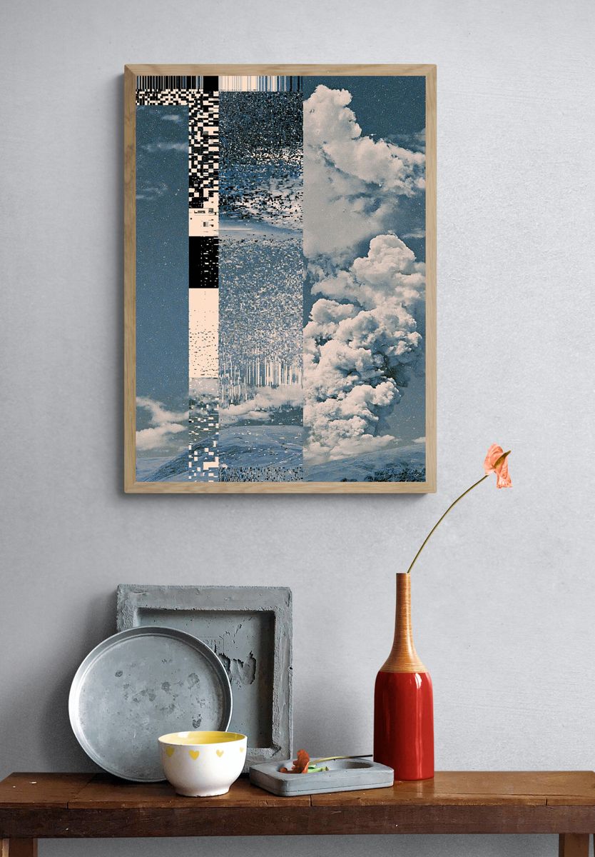 Glitch Cloudscape Abstract Print. — room view 3