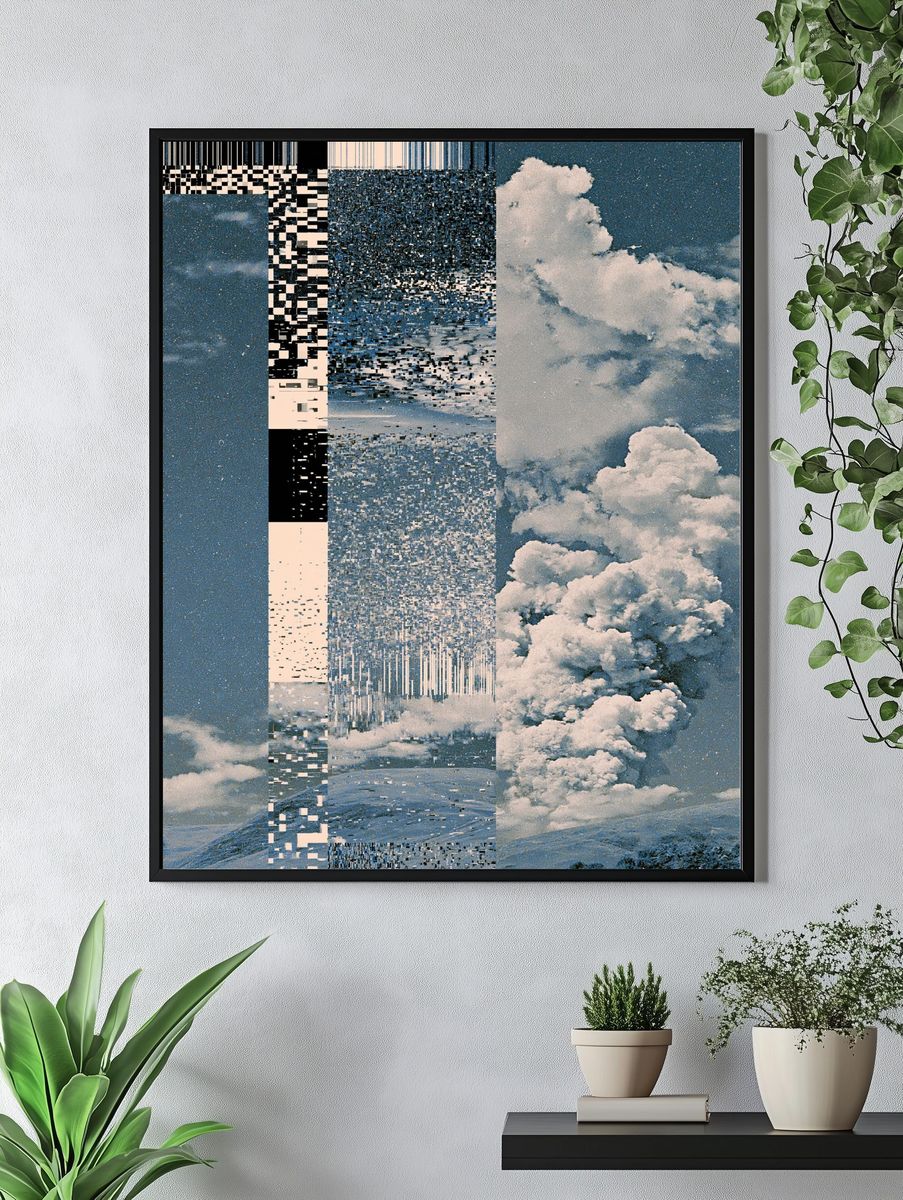 Glitch Cloudscape Abstract Print. — room view 4