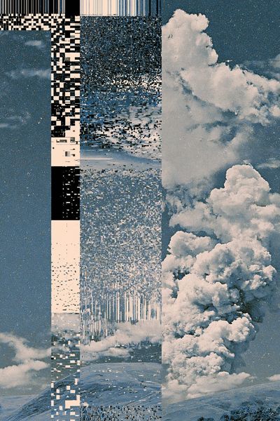 Glitch Cloudscape Abstract Print. poster