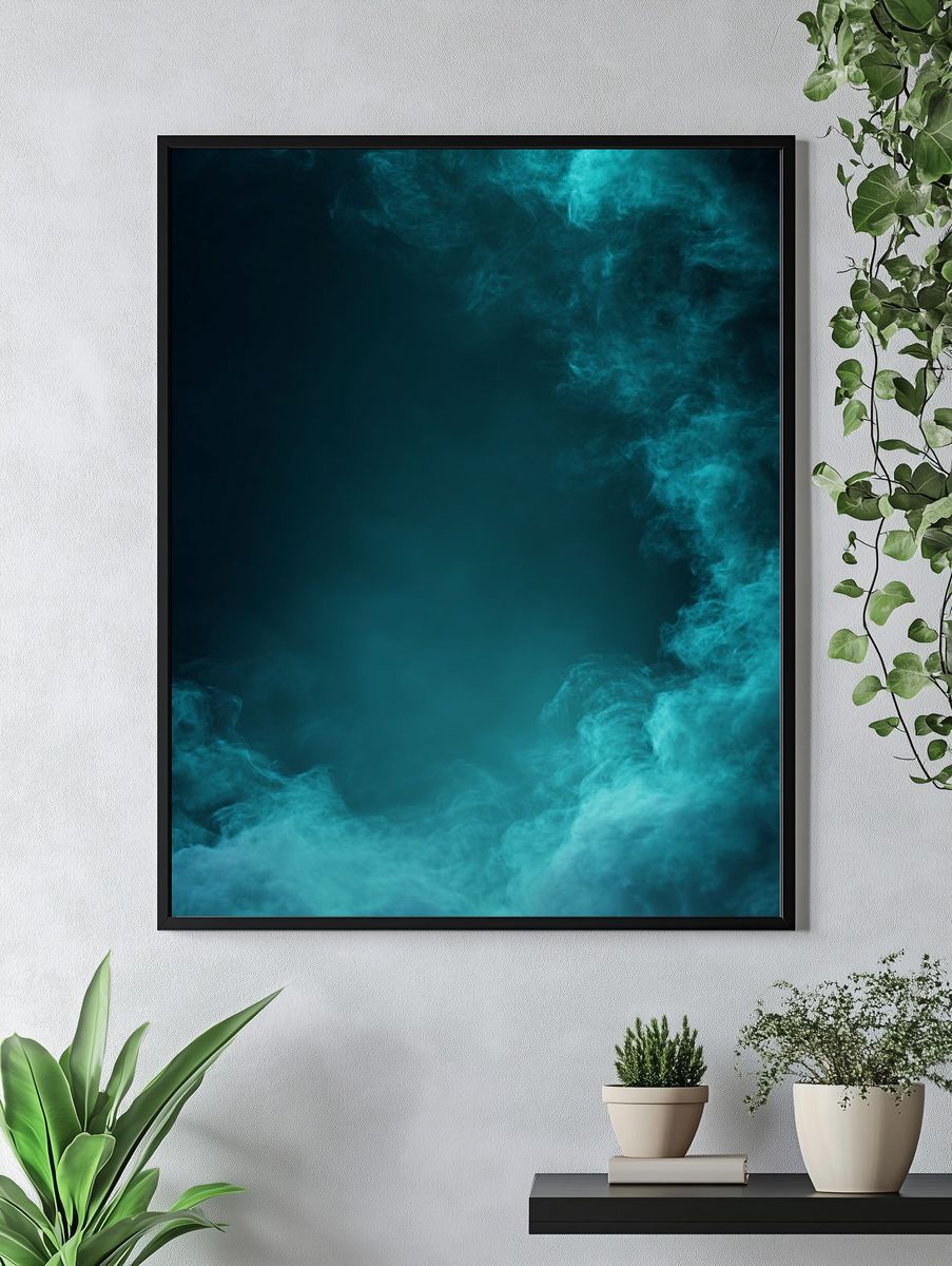 Aqua Smoke Abstract Poster. — room view 4