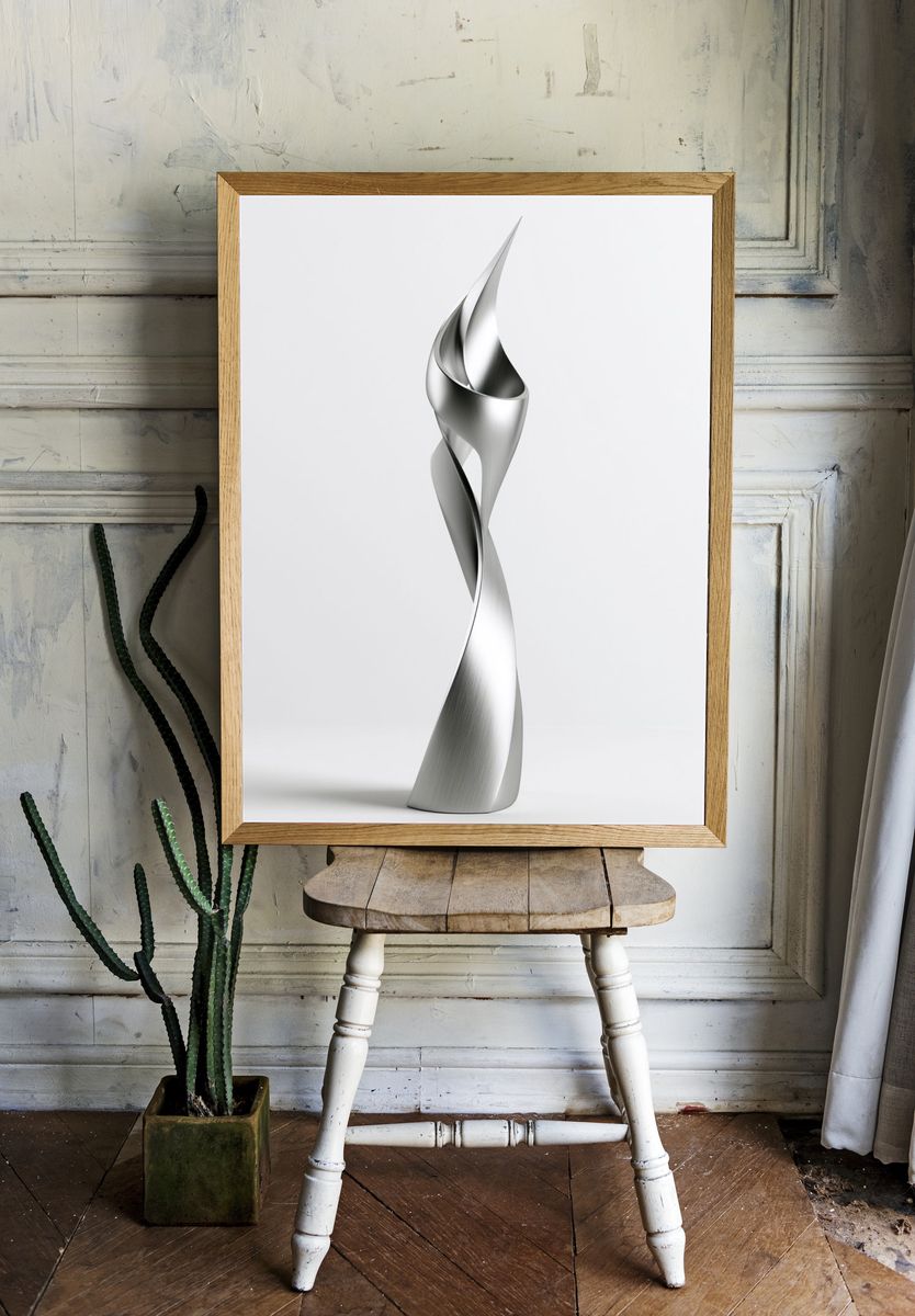 Silver Spiral Sculpture Poster. — room view 1