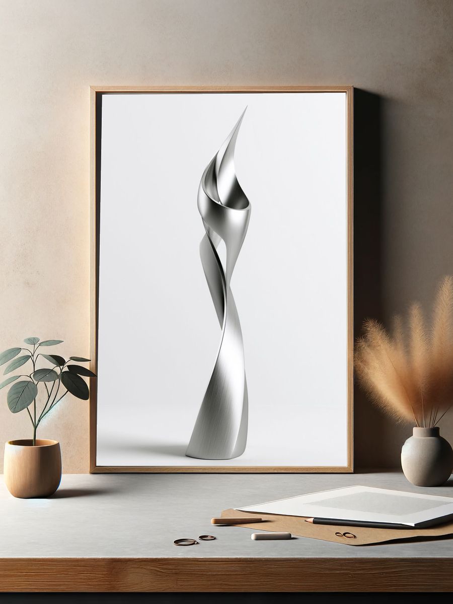 Silver Spiral Sculpture Poster. — room view 2