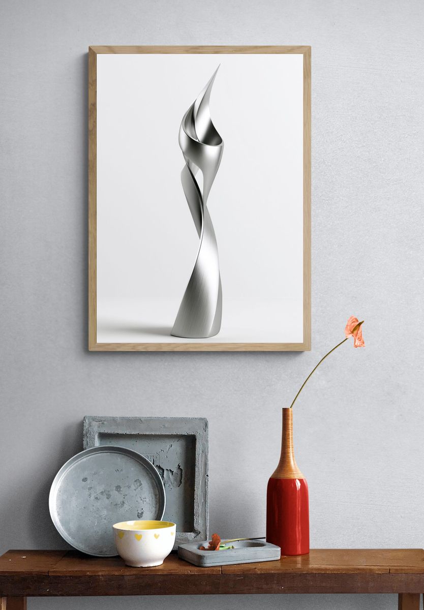 Silver Spiral Sculpture Poster. — room view 3