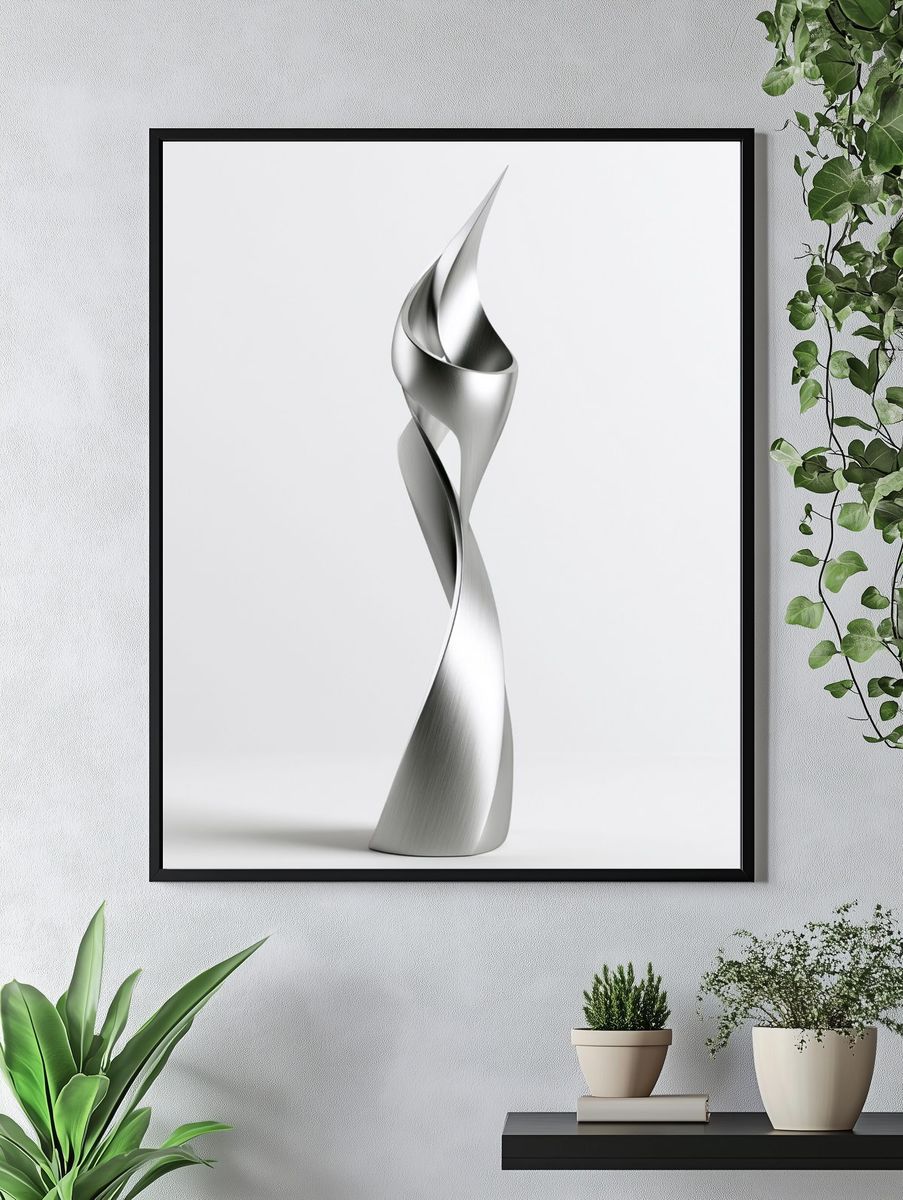 Silver Spiral Sculpture Poster. — room view 4