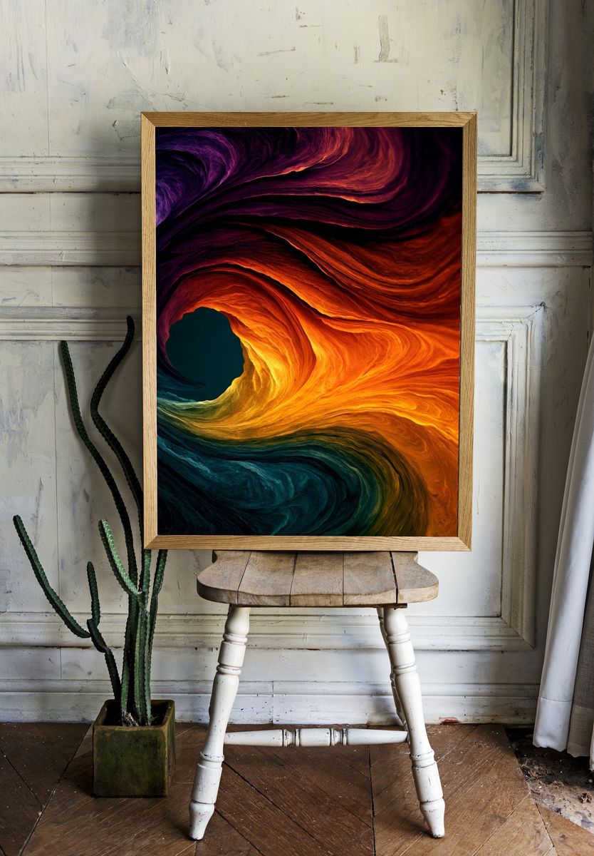 Vibrant Color Wave Abstract Poster. — room view 1