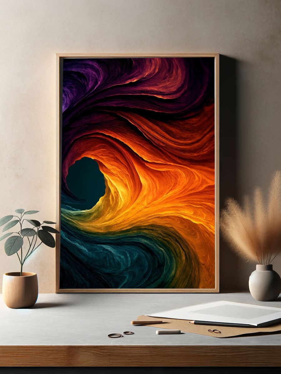 Vibrant Color Wave Abstract Poster. — room view 2