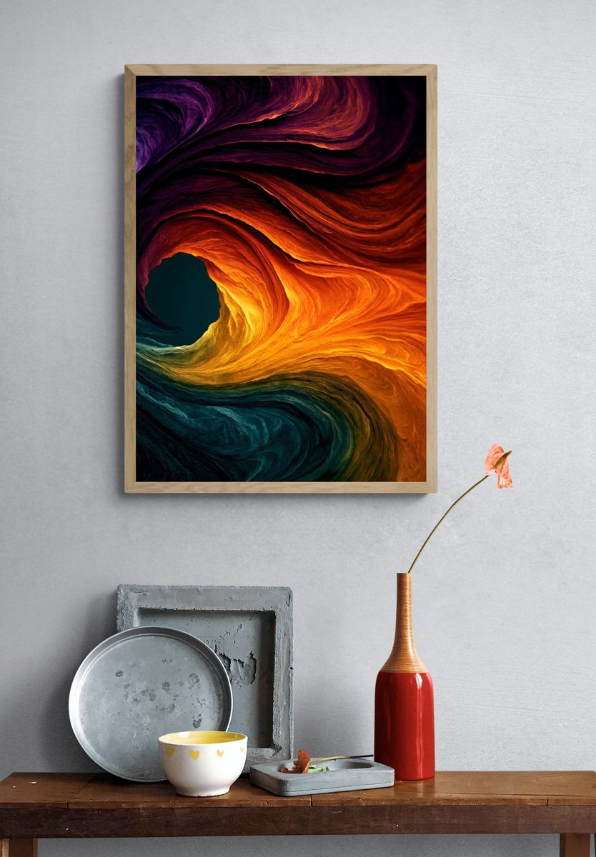 Vibrant Color Wave Abstract Poster. — room view 3
