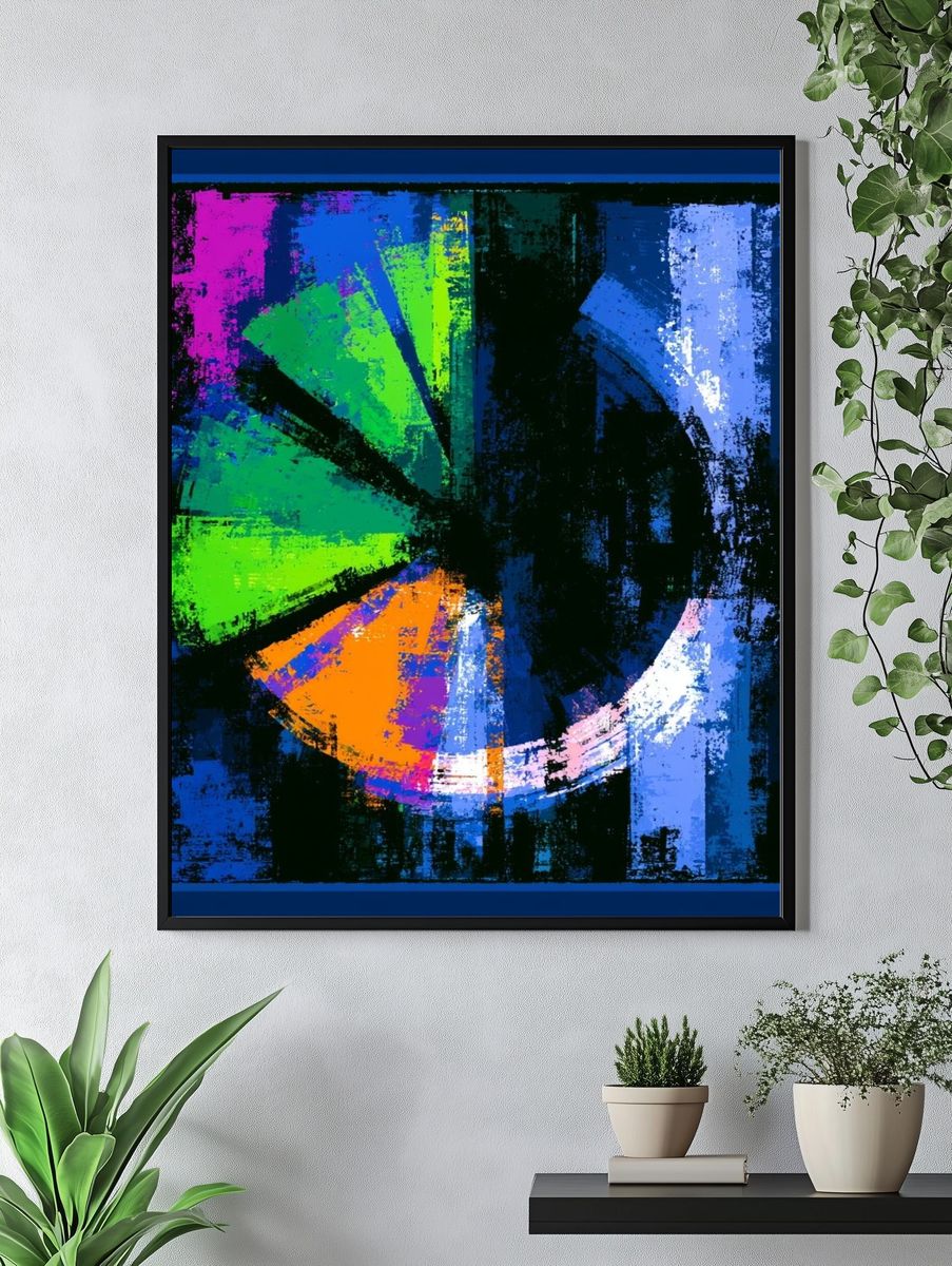 Neon Color Wheel Abstract Poster. — room view 4