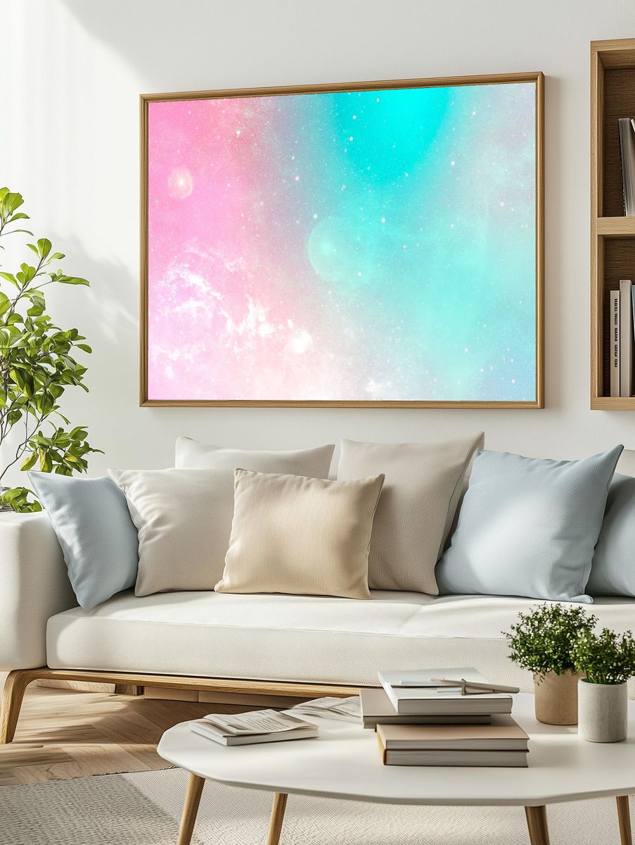 Gradient galaxy patterned background illustration. — room view 2