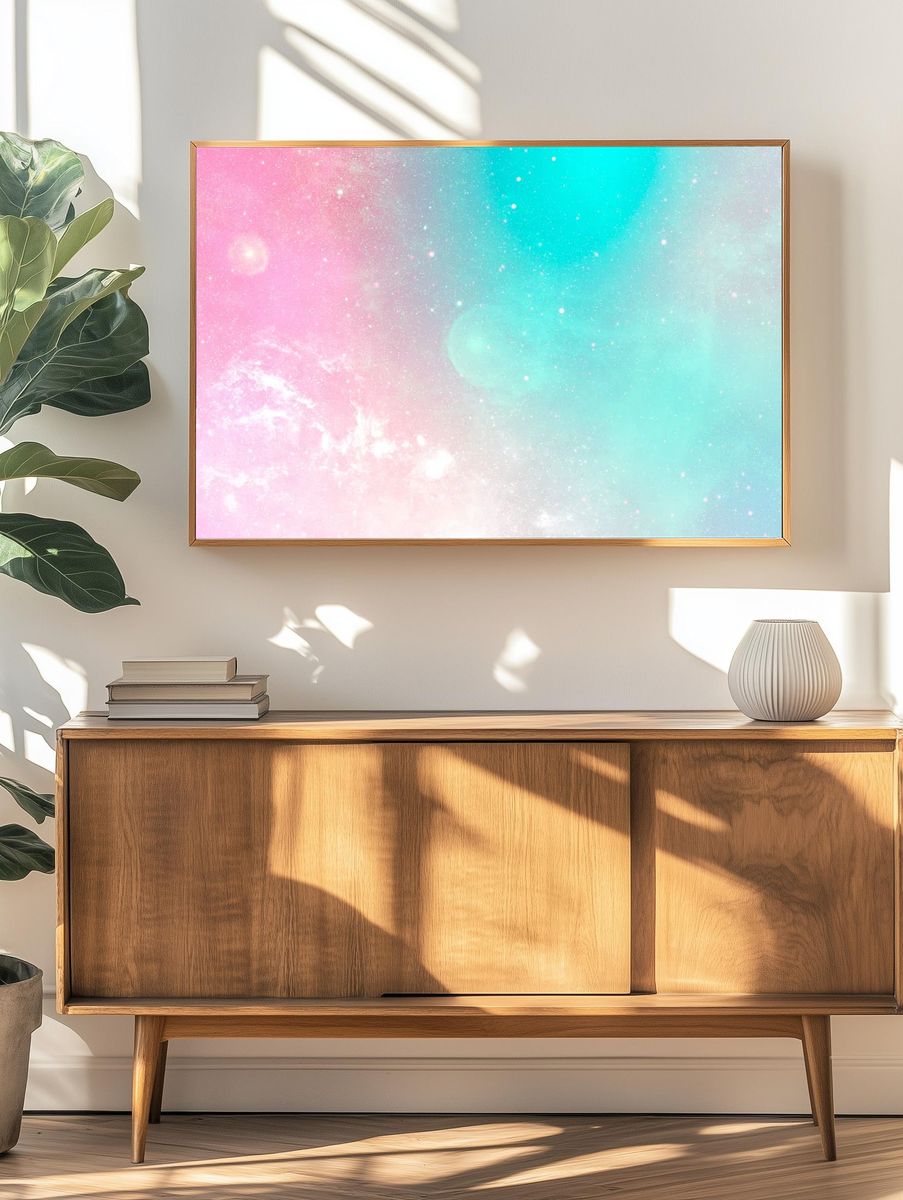 Gradient galaxy patterned background illustration. — room view 3