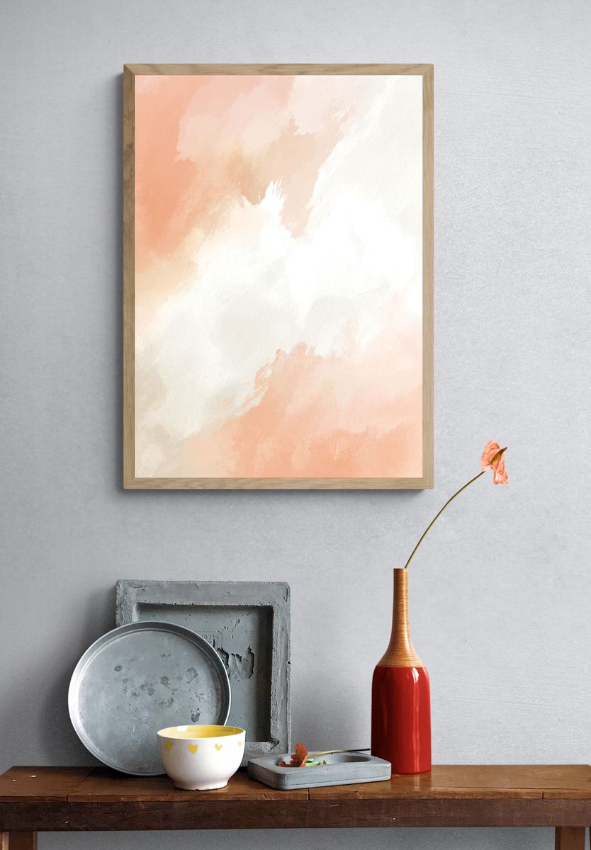 Peach Cloud Wash Abstract Poster. — room view 3