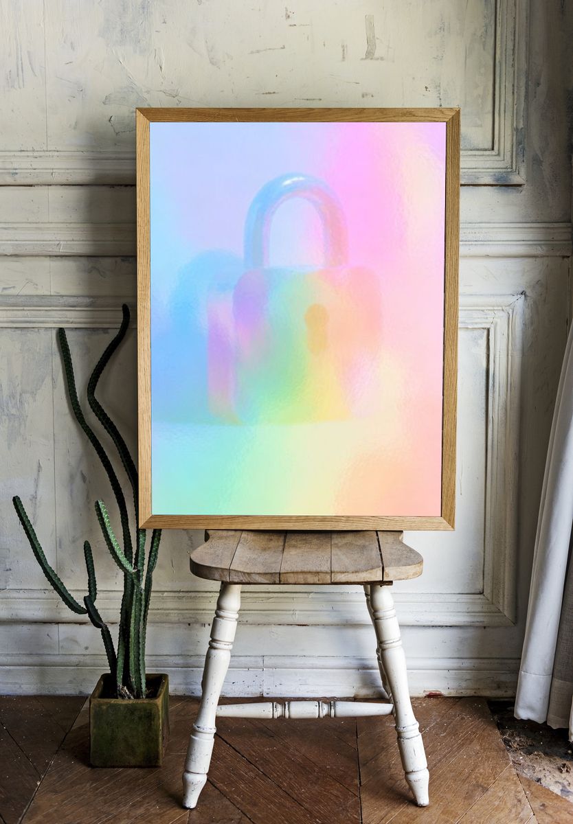 Pastel Padlock Abstract Poster. — room view 1