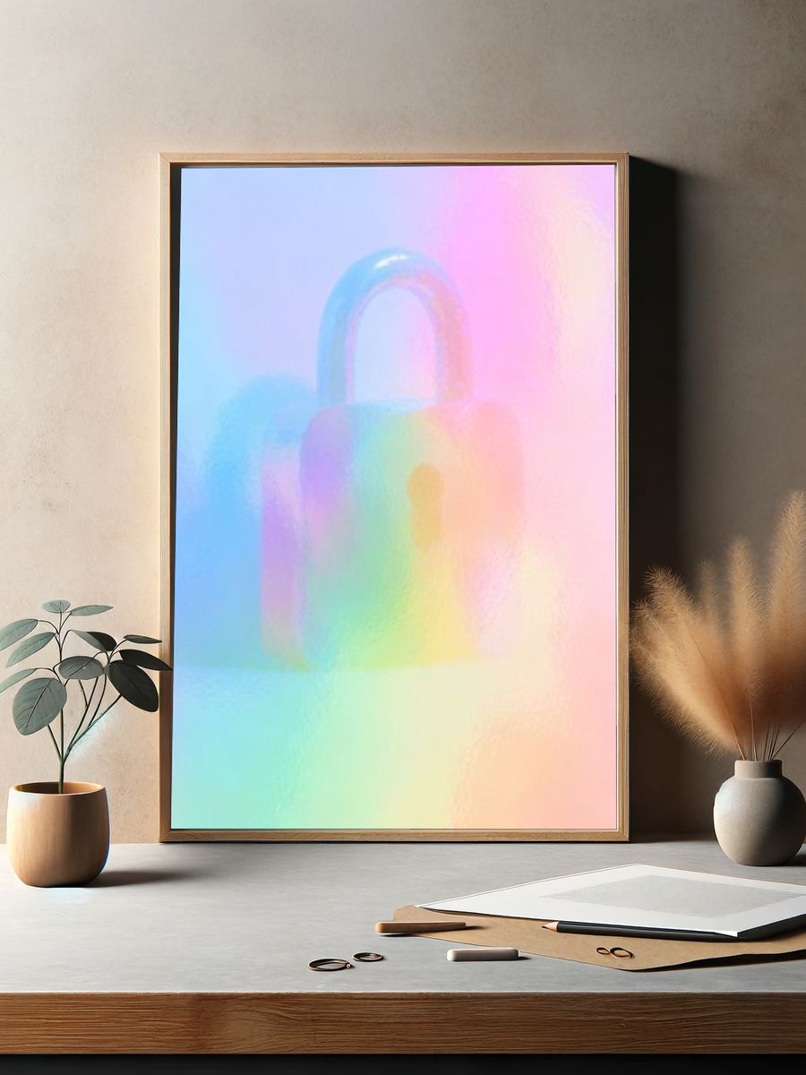 Pastel Padlock Abstract Poster. — room view 2