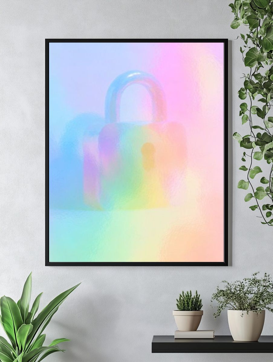 Pastel Padlock Abstract Poster. — room view 4