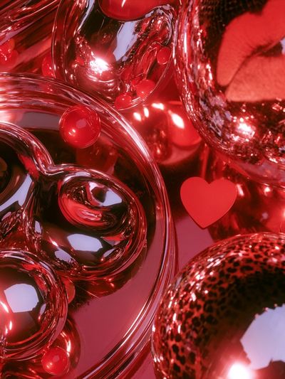 Red Heart Chrome Abstract Poster. poster