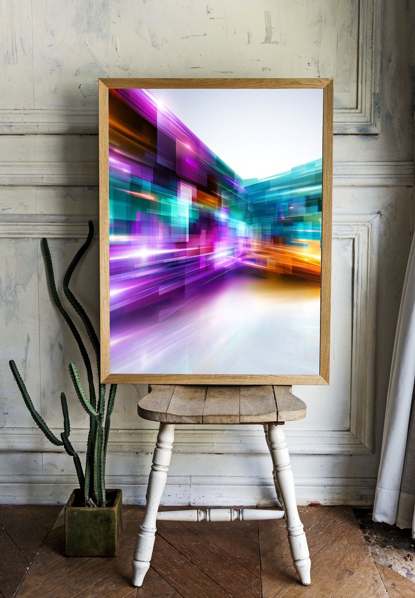 Neon Motion Abstract Poster. room preview
