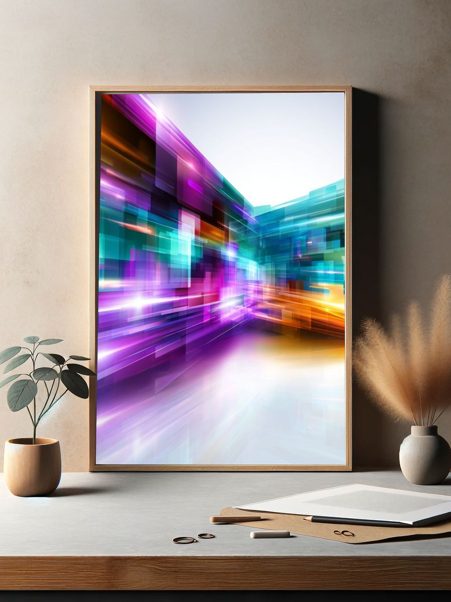 Neon Motion Abstract Poster. — room view 2