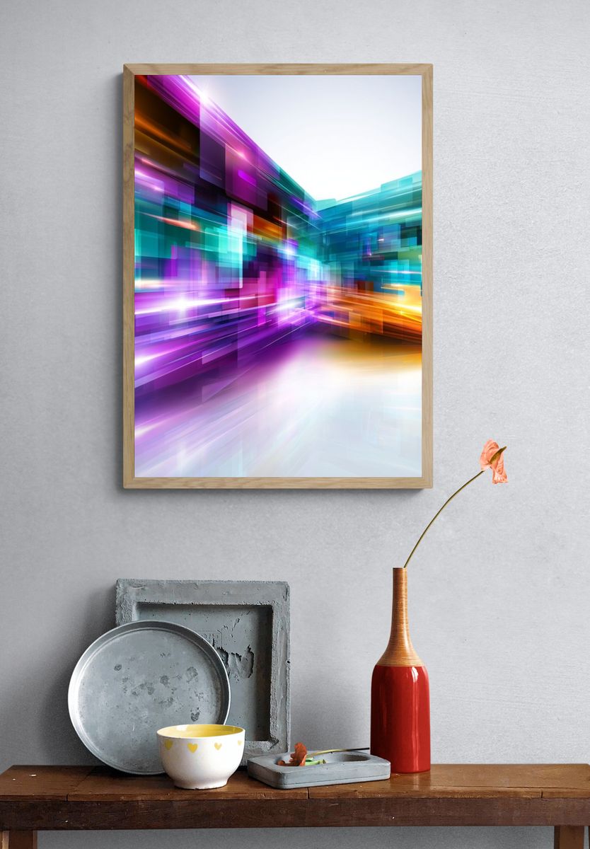 Neon Motion Abstract Poster. — room view 3