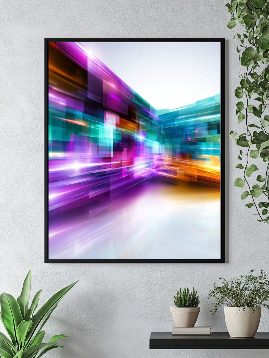 Neon Motion Abstract Poster. — room view 4